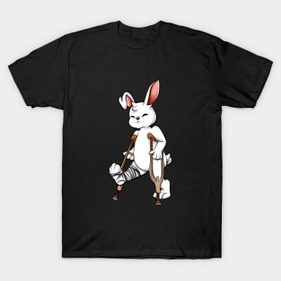 On crutches - cartoon rabbit T-Shirt